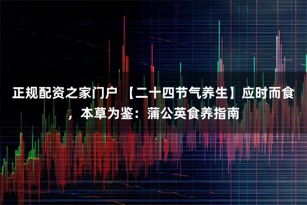 正规配资之家门户 【二十四节气养生】应时而食，本草为鉴：蒲公英食养指南